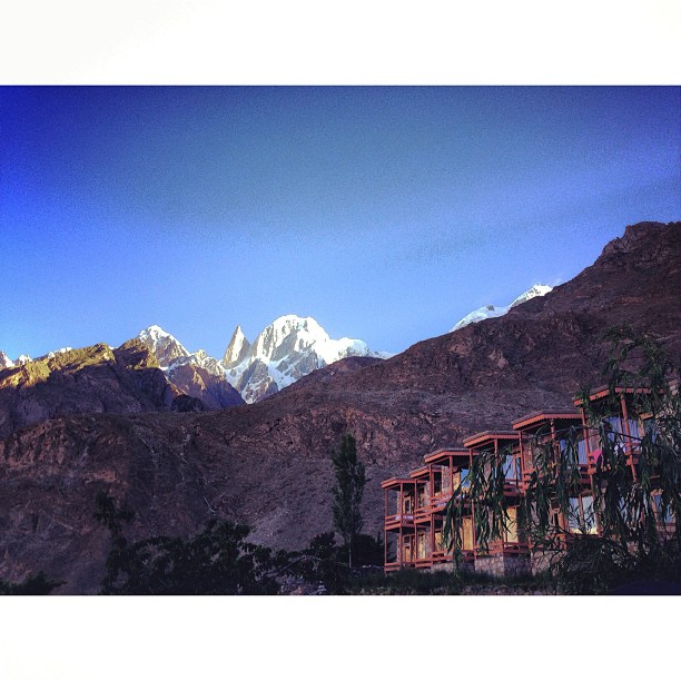 View of #LadysFinger Peak & #Ultar Peak from #EagleNest Hotel | #Duikar, #Hunza Valley | #GilgitBaltistan, Northern #Pakistan